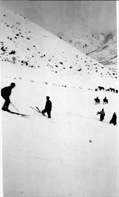 Skiers on the Lost Ski Hill up Number Two Canyon.